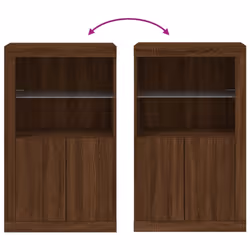 vidaXL Side Cabinet with LED Lights Storage Sideboard Cupboard Engineered Wood - brown oak - Additional view 9