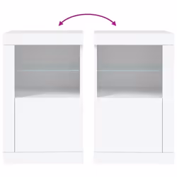 vidaXL Side Cabinet with LED Lights Storage Sideboard Cupboard Engineered Wood - white, 1 pcs - Additional view 9