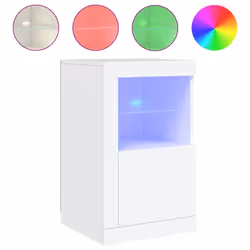 vidaXL Side Cabinet with LED Lights Storage Sideboard Cupboard Engineered Wood - white, 2 pcs - Additional view 4