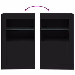 vidaXL Side Cabinet with LED Lights Storage Sideboard Cupboard Engineered Wood - black, 2 pcs - Additional view 10