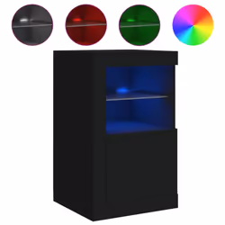 vidaXL Side Cabinet with LED Lights Storage Sideboard Cupboard Engineered Wood - black, 2 pcs - Additional view 4