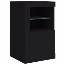 vidaXL Side Cabinet with LED Lights Storage Sideboard Cupboard Engineered Wood - black, 2 pcs - Additional view 5