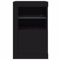 vidaXL Side Cabinet with LED Lights Storage Sideboard Cupboard Engineered Wood - black, 2 pcs - Additional view 7