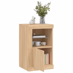 vidaXL Side Cabinet with LED Lights Storage Sideboard Cupboard Engineered Wood - sonoma oak, 1 pcs - Additional view 4