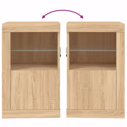 vidaXL Side Cabinet with LED Lights Storage Sideboard Cupboard Engineered Wood - sonoma oak, 2 pcs - Additional view 10