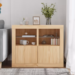 vidaXL Side Cabinet with LED Lights Storage Sideboard Cupboard Engineered Wood - sonoma oak, 2 pcs - Additional view 2
