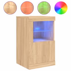 vidaXL Side Cabinet with LED Lights Storage Sideboard Cupboard Engineered Wood - sonoma oak, 2 pcs - Additional view 4