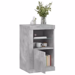 vidaXL Side Cabinet with LED Lights Storage Sideboard Cupboard Engineered Wood - concrete grey, 1 pcs - Additional view 4