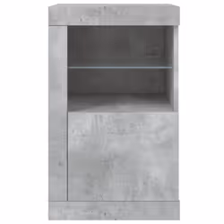 vidaXL Side Cabinet with LED Lights Storage Sideboard Cupboard Engineered Wood - concrete grey, 1 pcs - Additional view 6