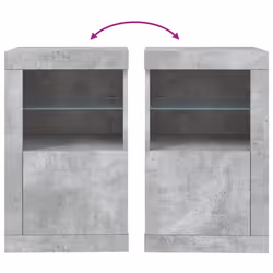 vidaXL Side Cabinet with LED Lights Storage Sideboard Cupboard Engineered Wood - concrete grey, 2 pcs - Additional view 10