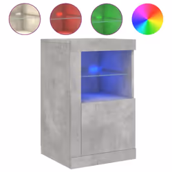 vidaXL Side Cabinet with LED Lights Storage Sideboard Cupboard Engineered Wood - concrete grey, 2 pcs - Additional view 4