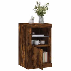 vidaXL Side Cabinet with LED Lights Storage Sideboard Cupboard Engineered Wood - smoked oak, 1 pcs - Additional view 4