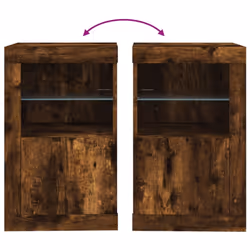 vidaXL Side Cabinet with LED Lights Storage Sideboard Cupboard Engineered Wood - smoked oak, 1 pcs - Additional view 9