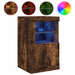 vidaXL Side Cabinet with LED Lights Storage Sideboard Cupboard Engineered Wood - smoked oak, 2 pcs - Additional view 4