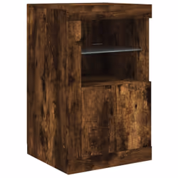 vidaXL Side Cabinet with LED Lights Storage Sideboard Cupboard Engineered Wood - smoked oak, 2 pcs - Additional view 5