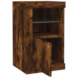 vidaXL Side Cabinet with LED Lights Storage Sideboard Cupboard Engineered Wood - smoked oak, 2 pcs - Additional view 6