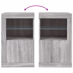 vidaXL Side Cabinet with LED Lights Storage Sideboard Cupboard Engineered Wood - grey sonoma, 1 pcs - Additional view 9