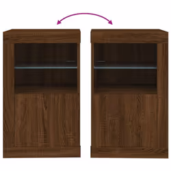 vidaXL Side Cabinet with LED Lights Storage Sideboard Cupboard Engineered Wood - brown oak, 1 pcs - Additional view 9