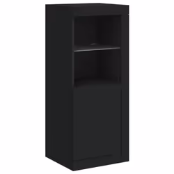vidaXL Sideboard with LED Lights Cupboard Highboard Storage Cabinet Black - Additional view 2