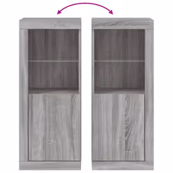 vidaXL Sideboard with LED Lights Cupboard Highboard Side Cabinet Grey Sonoma - grey sonoma - Additional view 9
