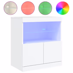vidaXL Sideboard with LED Lights Cupboard Highboard Storage Buffet Cabinet - white