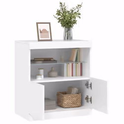 vidaXL Sideboard with LED Lights Cupboard Highboard Storage Buffet Cabinet - white - Additional view 4