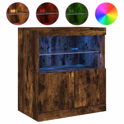 vidaXL Sideboard with LED Lights Cupboard Highboard Storage Buffet Cabinet - smoked oak