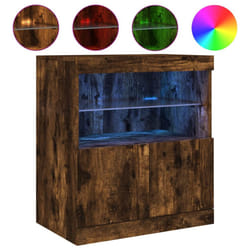 vidaXL Sideboard with LED Lights Cupboard Highboard Storage Buffet Cabinet - smoked oak
