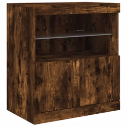 vidaXL Sideboard with LED Lights Cupboard Highboard Storage Buffet Cabinet - smoked oak