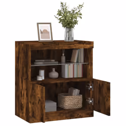 vidaXL Sideboard with LED Lights Cupboard Highboard Storage Buffet Cabinet - smoked oak - Additional view 4