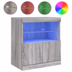 vidaXL Sideboard with LED Lights Cupboard Highboard Storage Buffet Cabinet - grey sonoma