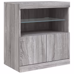 vidaXL Sideboard with LED Lights Cupboard Highboard Storage Buffet Cabinet - grey sonoma