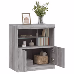 vidaXL Sideboard with LED Lights Cupboard Highboard Storage Buffet Cabinet - grey sonoma - Additional view 4