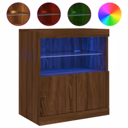 vidaXL Sideboard with LED Lights Cupboard Highboard Storage Buffet Cabinet - brown oak