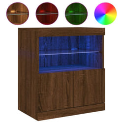 vidaXL Sideboard with LED Lights Cupboard Highboard Storage Buffet Cabinet - brown oak