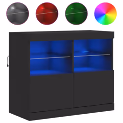 vidaXL Sideboard with LED Lights Cupboard Highboard Storage Buffet Cabinet - black