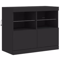 vidaXL Sideboard with LED Lights Cupboard Highboard Storage Buffet Cabinet - black