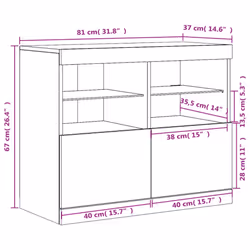 vidaXL Sideboard with LED Lights Cupboard Highboard Storage Buffet Cabinet - black