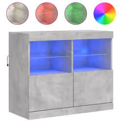vidaXL Sideboard with LED Lights Cupboard Highboard Storage Buffet Cabinet - concrete grey