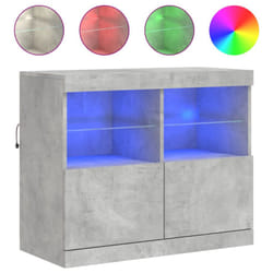 vidaXL Sideboard with LED Lights Cupboard Highboard Storage Buffet Cabinet - concrete grey