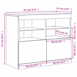 vidaXL Sideboard with LED Lights Cupboard Highboard Storage Buffet Cabinet - concrete grey