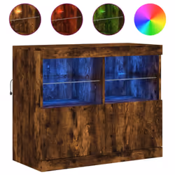 vidaXL Sideboard with LED Lights Cupboard Highboard Storage Buffet Cabinet - smoked oak