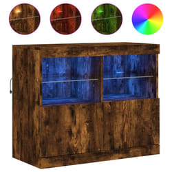 vidaXL Sideboard with LED Lights Cupboard Highboard Storage Buffet Cabinet - smoked oak