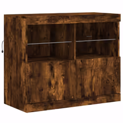 vidaXL Sideboard with LED Lights Cupboard Highboard Storage Buffet Cabinet - smoked oak