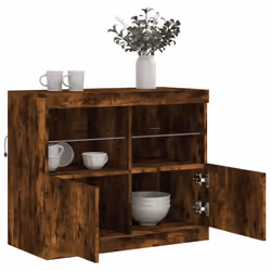 vidaXL Sideboard with LED Lights Cupboard Highboard Storage Buffet Cabinet - smoked oak - Additional view 4