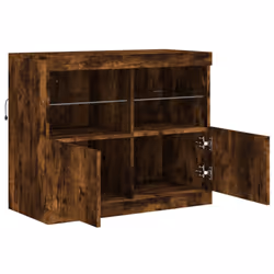 vidaXL Sideboard with LED Lights Cupboard Highboard Storage Buffet Cabinet - smoked oak - Additional view 6
