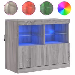 vidaXL Sideboard with LED Lights Cupboard Highboard Storage Buffet Cabinet - grey sonoma
