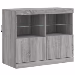 vidaXL Sideboard with LED Lights Cupboard Highboard Storage Buffet Cabinet - grey sonoma