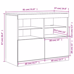 vidaXL Sideboard with LED Lights Cupboard Highboard Storage Buffet Cabinet - grey sonoma
