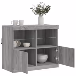 vidaXL Sideboard with LED Lights Cupboard Highboard Storage Buffet Cabinet - grey sonoma - Additional view 4